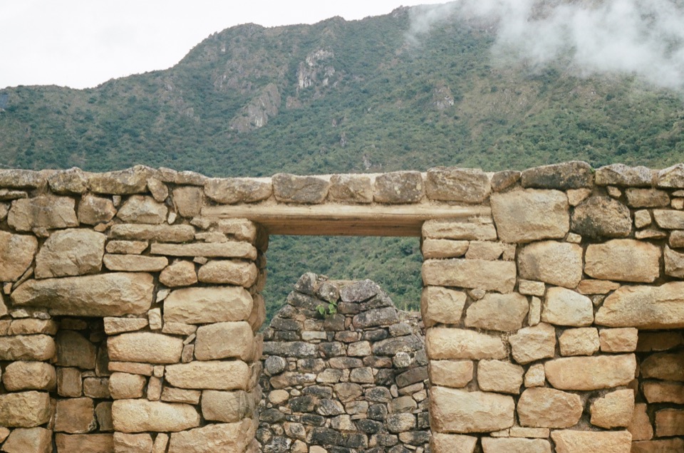 Stonework and mountains at Machu Picchu
