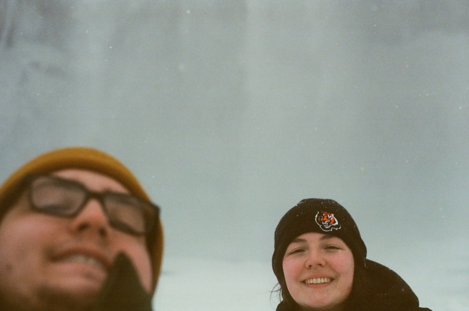 Skógafoss and the surrounding landscape on film