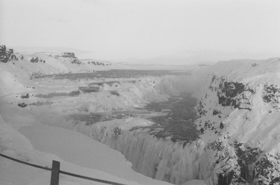Gullfoss waterfall on film